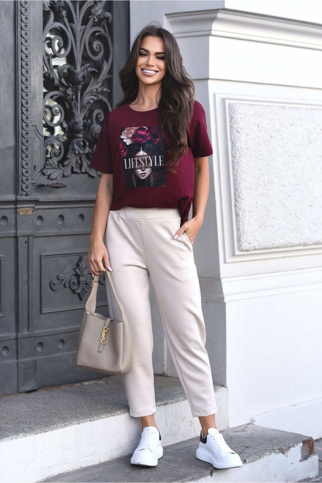 T-SHIRT DAMSKI BAWEŁNIANY Z NADRUKIEM - ZIA