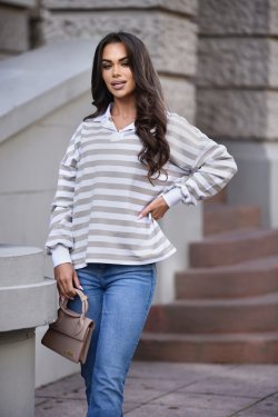 BLUZA DAMSKA W PASKI POLO