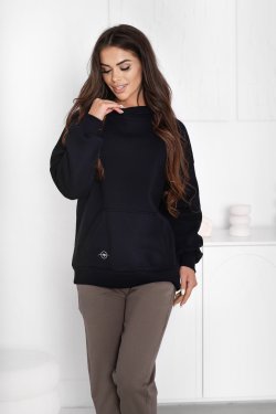 GRUBA BLUZA DAMSKA Z KAPTUREM KIESZEŃ KANGUREK DŁUGI RĘKAW - OLIMPIA