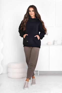 GRUBA BLUZA DAMSKA Z KAPTUREM KIESZEŃ KANGUREK DŁUGI RĘKAW - OLIMPIA