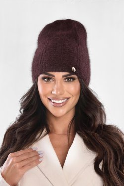 CZAPKA DAMSKA Z DODATKIEM ANGORY P084