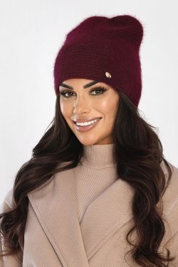 CZAPKA DAMSKA Z DODATKIEM ANGORY P086