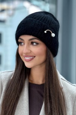 CZAPKA DAMSKA Z DODATKIEM ANGORY P087