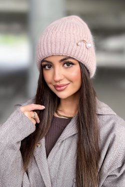 CZAPKA DAMSKA Z DODATKIEM ANGORY P087