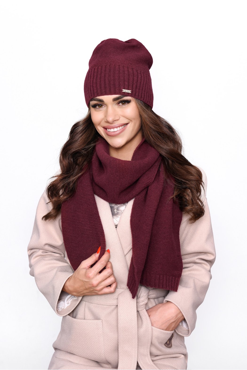 SZAL DAMSKI P015 - Burgund