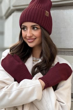 RĘKAWICZKI DAMSKIE Z WEŁNY MERINO P098