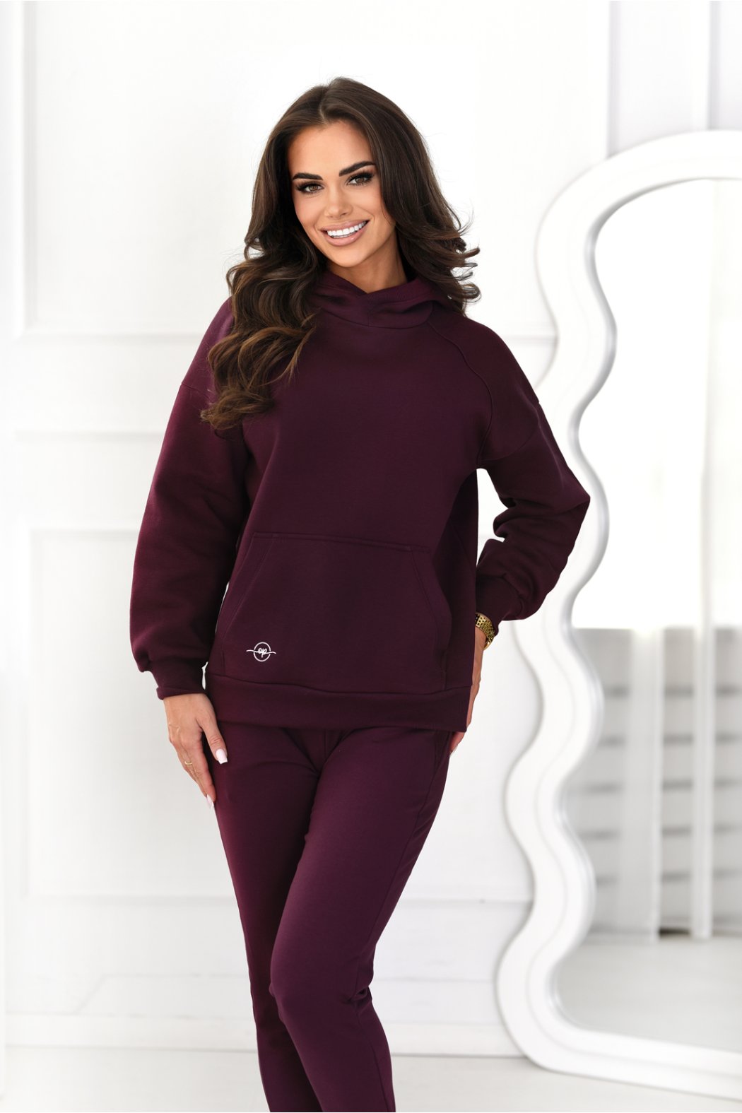 GRUBA BLUZA DAMSKA Z KAPTUREM KIESZEŃ KANGUREK DŁUGI RĘKAW - OLIMPIA