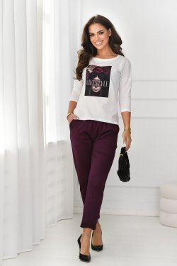 BLUZKA DAMSKA Z NADRUKIEM I 3/4 RĘKAWEM - ZIA