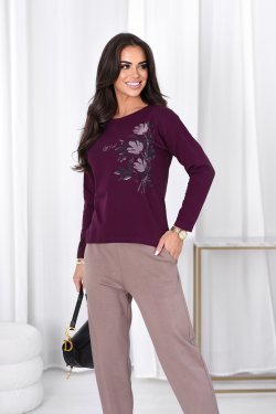 BLUZKA DAMSKA Z NADRUKIEM I DŁUGIM RĘKAWEM - WHITNEY