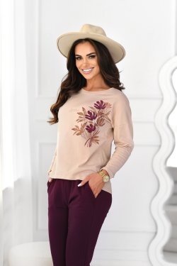 BLUZKA DAMSKA Z NADRUKIEM I DŁUGIM RĘKAWEM - WHITNEY