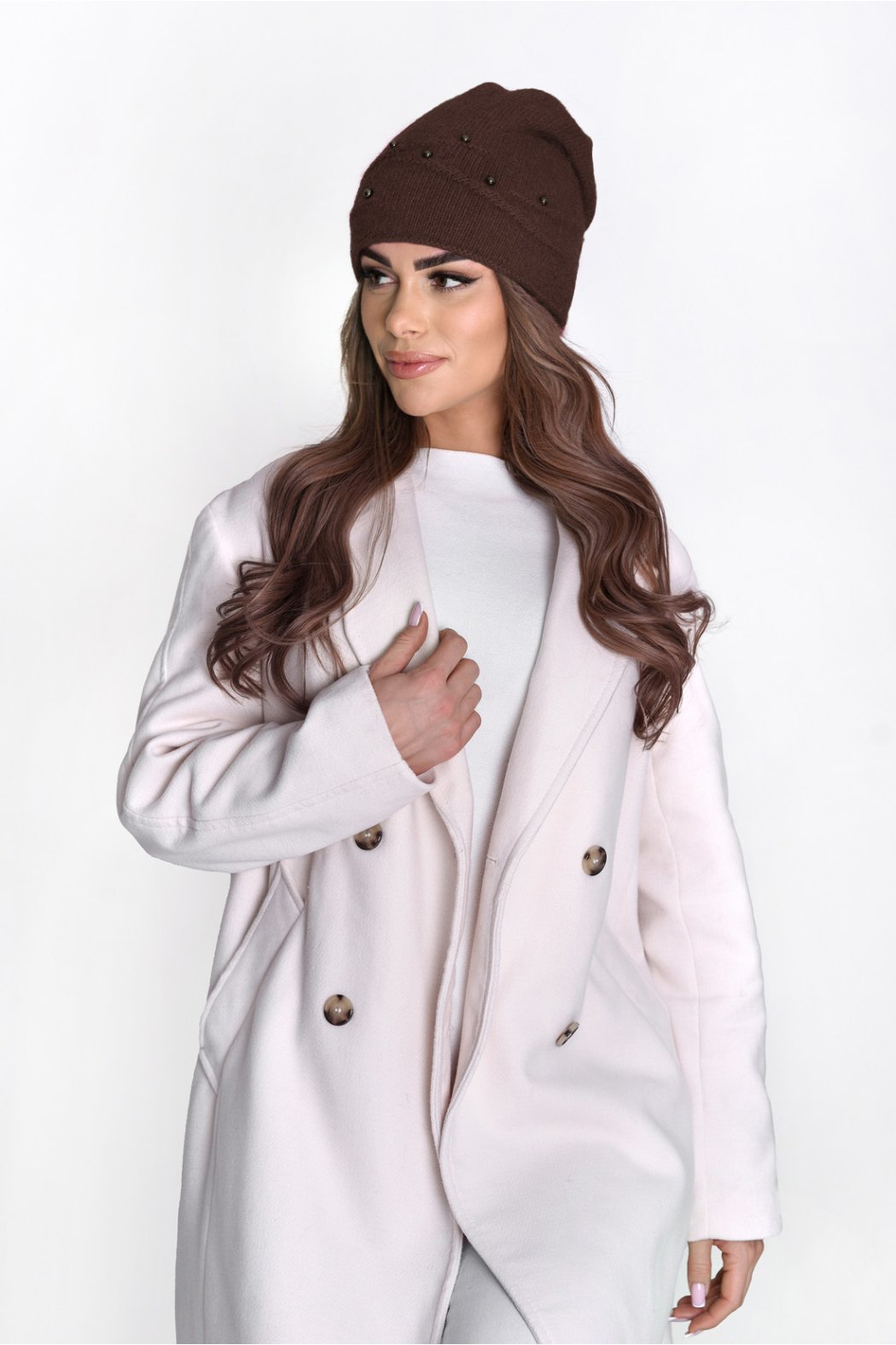 CZAPKA DAMSKA P071 - Czekolada