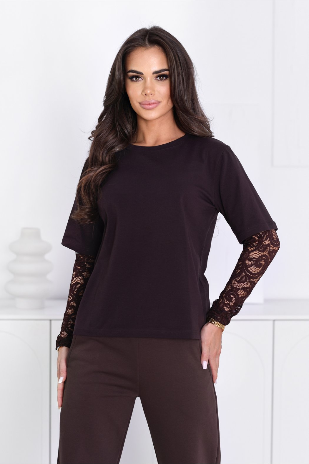 BLUZKA DAMSKA Z KORONKOWYM...