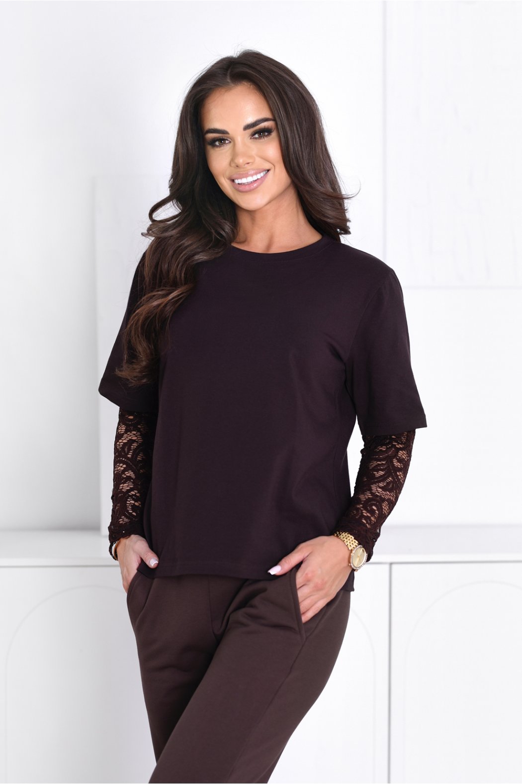 BLUZKA DAMSKA Z KORONKOWYM...