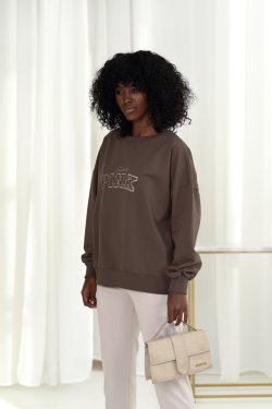 BLUZA DAMSKA Z HAFTEM I PEREŁKAMI - TOCCO