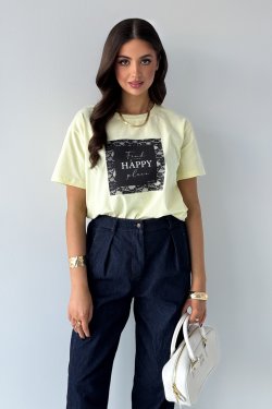 BAWEŁNIANY T-SHIRT Z NADRUKIEM AURINE