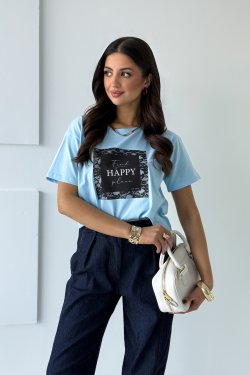 BAWEŁNIANY T-SHIRT Z NADRUKIEM AURINE