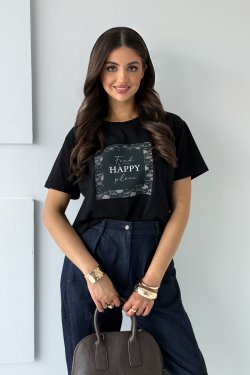 BAWEŁNIANY T-SHIRT Z NADRUKIEM AURINE