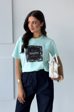 BAWEŁNIANY T-SHIRT Z NADRUKIEM AURINE