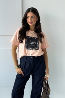 BAWEŁNIANY T-SHIRT Z NADRUKIEM AURINE