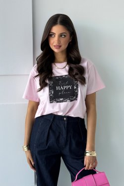 BAWEŁNIANY T-SHIRT Z NADRUKIEM AURINE