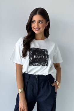 BAWEŁNIANY T-SHIRT Z NADRUKIEM AURINE