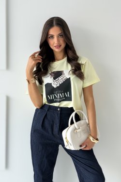 T-SHIRT DAMSKI BAWEŁNIANY Z NADRUKIEM - TERI