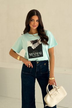 T-SHIRT DAMSKI BAWEŁNIANY Z NADRUKIEM - TERI