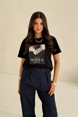 T-SHIRT DAMSKI BAWEŁNIANY Z NADRUKIEM - TERI