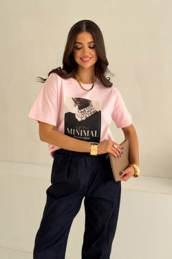 T-SHIRT DAMSKI BAWEŁNIANY Z NADRUKIEM - TERI