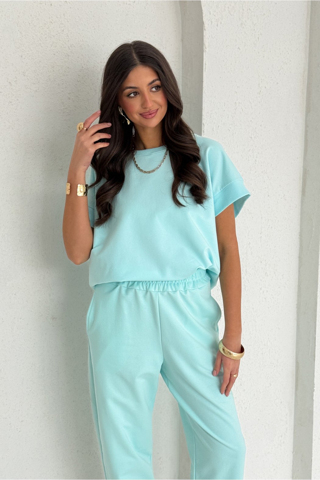 BAWEŁNIANA BLUZA Z KRÓTKIM...