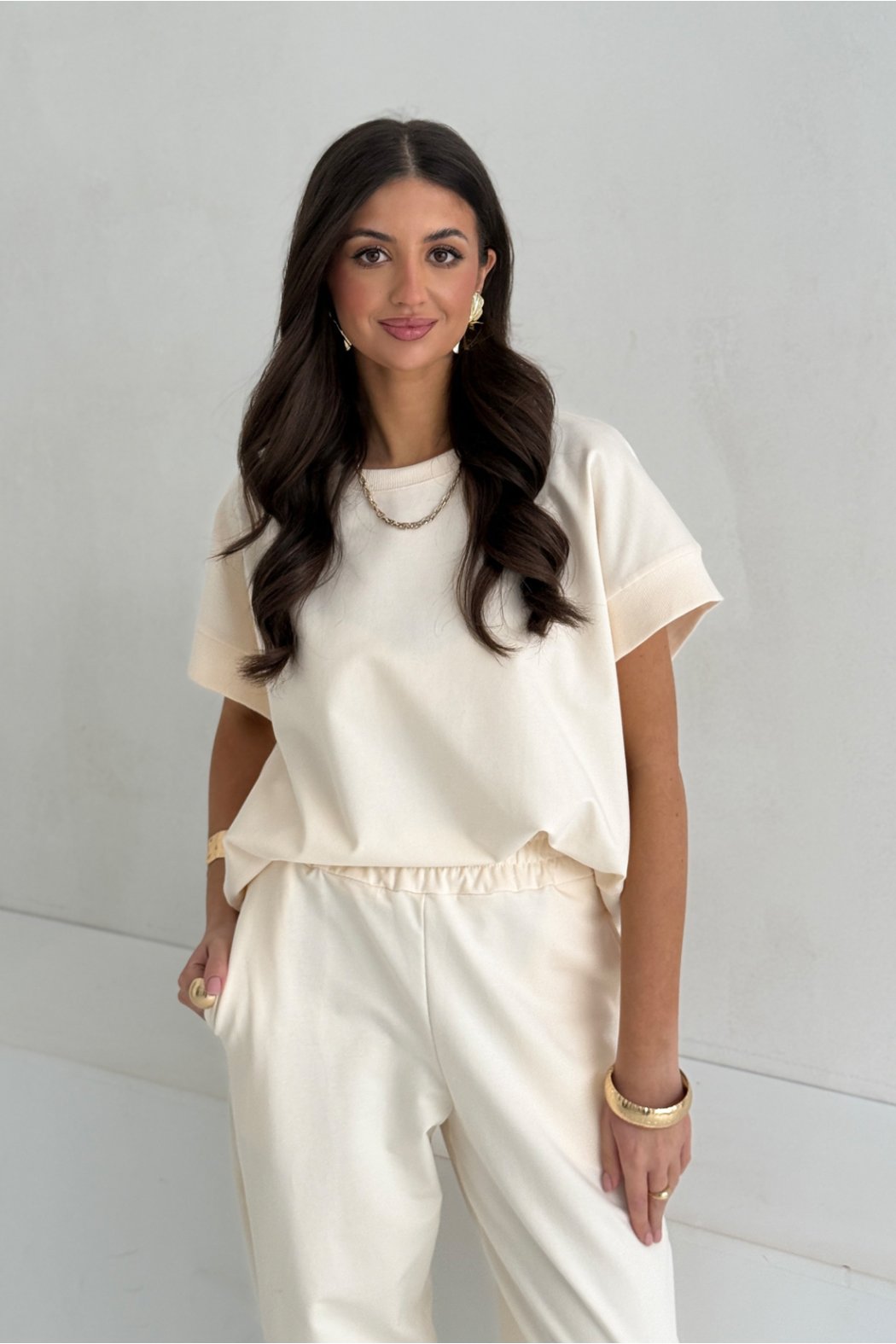 BAWEŁNIANA BLUZA Z KRÓTKIM...