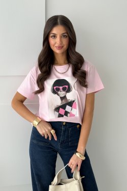 BAWEŁNIANY T-SHIRT Z NADRUKIEM PEGGY