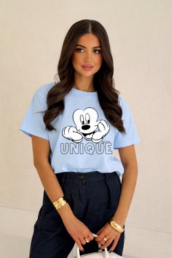 BAWEŁNIANY T-SHIRT Z NADRUKIEM UNIQUE