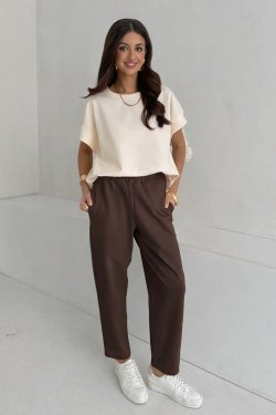 BAWEŁNIANE SPODNIE Z LUŹNĄ NOGAWKĄ - AYA