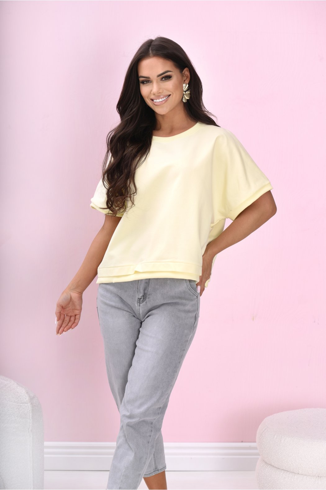 BAWEŁNIANA BLUZA Z KRÓTKIM...