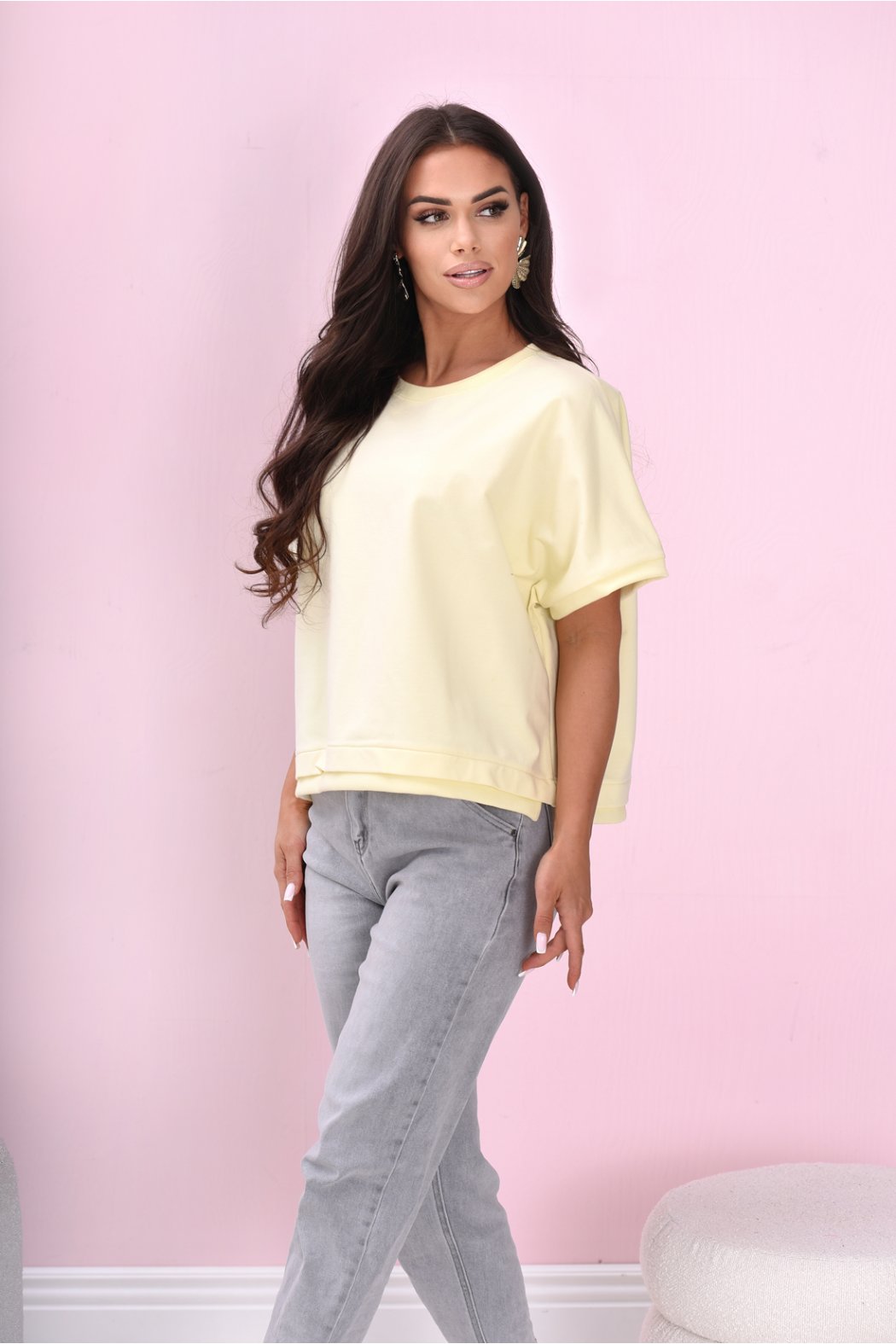 BAWEŁNIANA BLUZA Z KRÓTKIM...