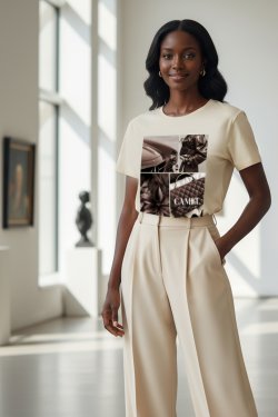 BAWEŁNIANY T-SHIRT Z NADRUKIEM DE LUXE