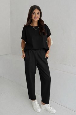 BAWEŁNIANE SPODNIE Z LUŹNĄ NOGAWKĄ - AYA