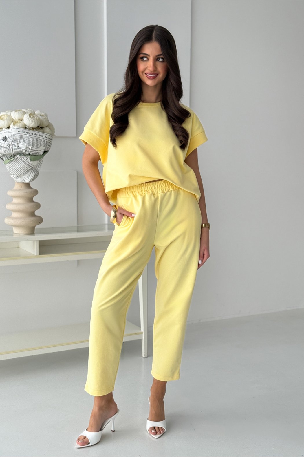 BAWEŁNIANE SPODNIE Z LUŹNĄ...