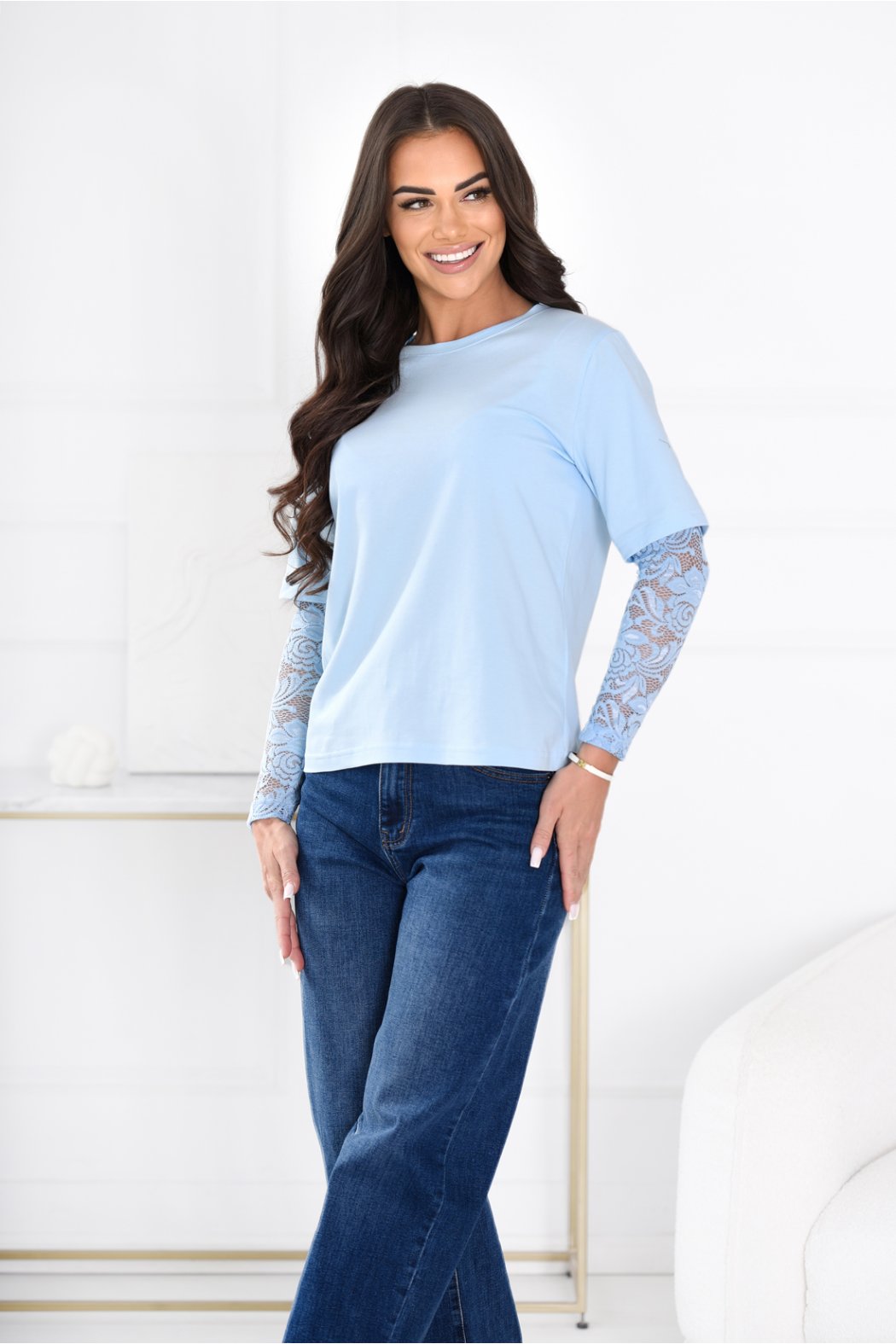 BLUZKA DAMSKA Z KORONKOWYM...