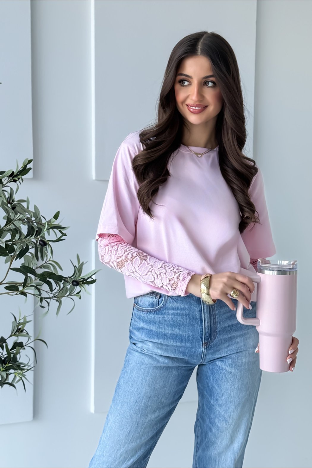 BLUZKA DAMSKA Z KORONKOWYM...