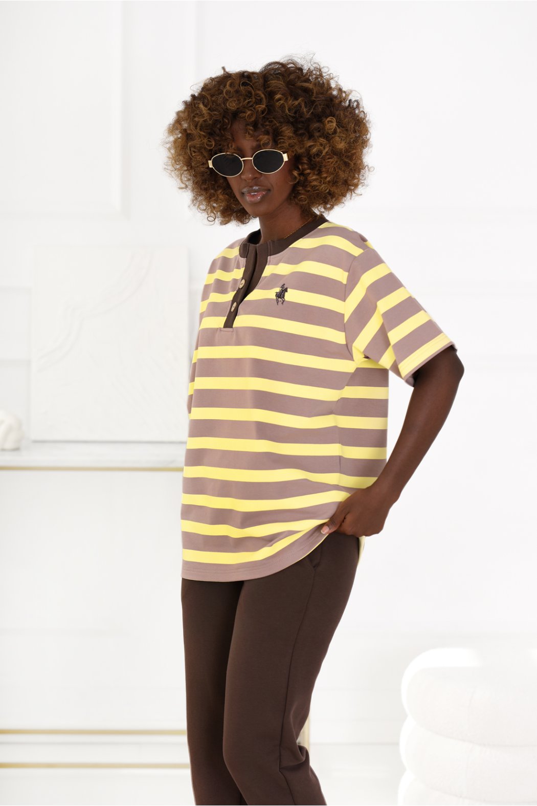 BAWEŁNIANA BLUZA W PASKI Z...