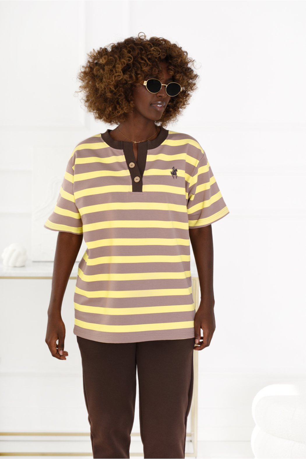 BAWEŁNIANA BLUZA W PASKI Z...