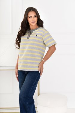 BAWEŁNIANA BLUZA W PASKI Z KRÓTKIM RĘKAWEM - NIEVE