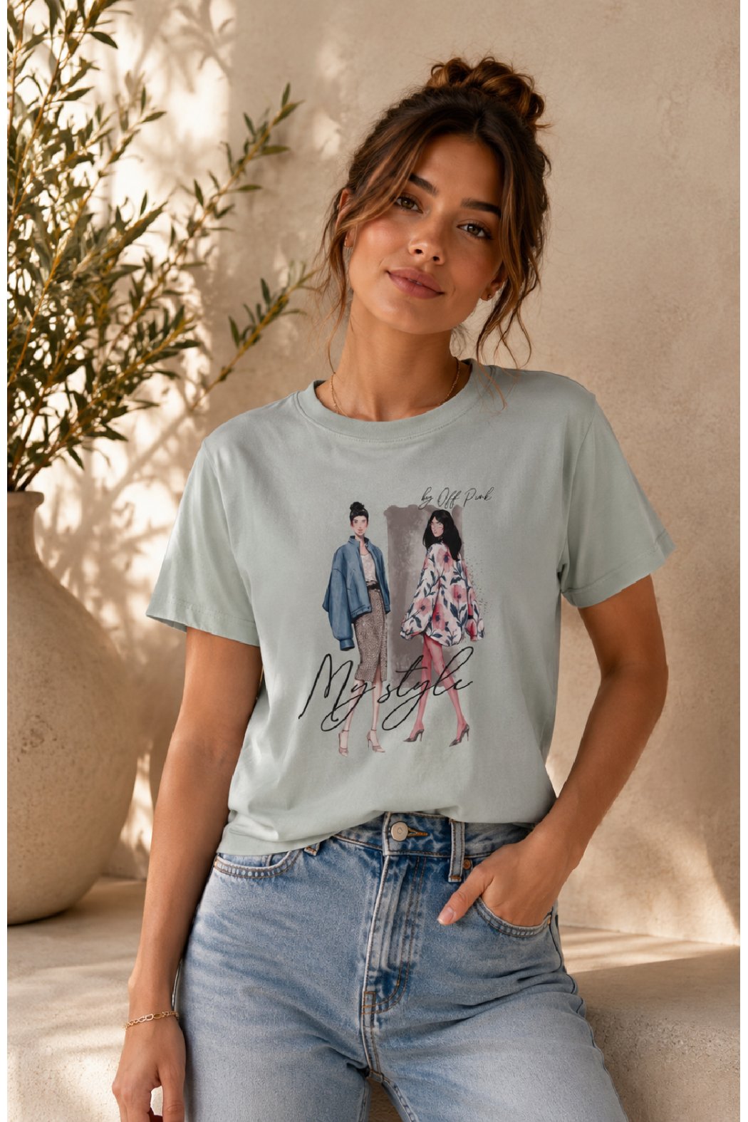 T-SHIRT Z NADRUKIEM MODA -...