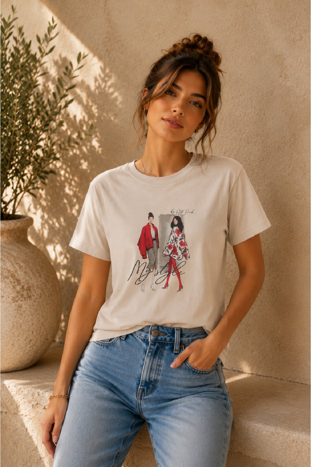 T-SHIRT Z NADRUKIEM MODA -...