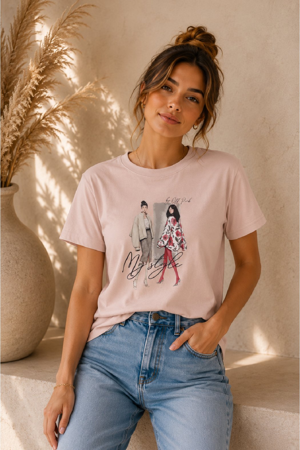 T-SHIRT Z NADRUKIEM MODA -...