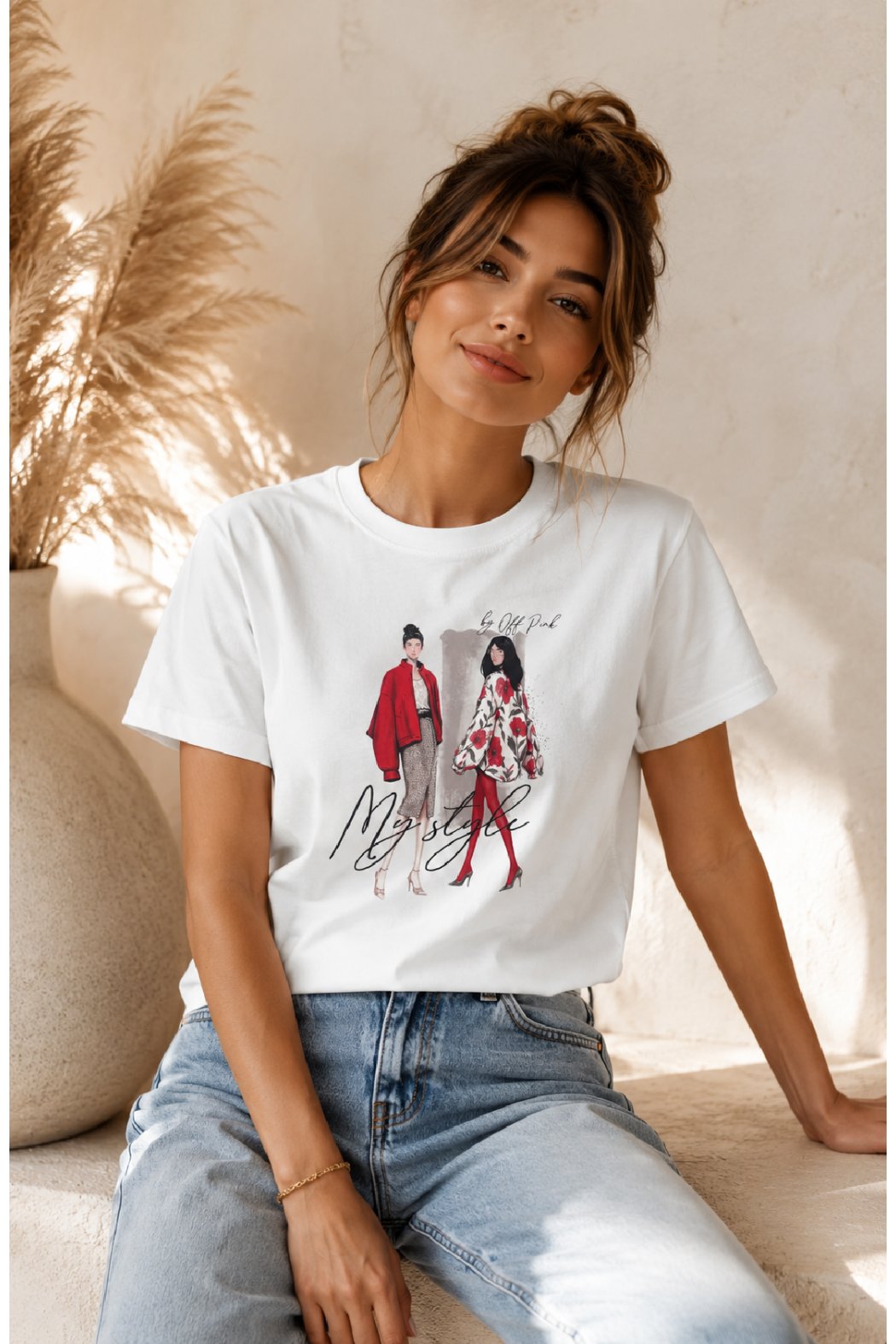 T-SHIRT Z NADRUKIEM MODA -...
