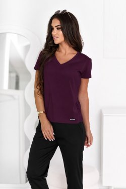 T-shirt damski z dekoltem w Serek