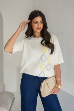 SWETER DAMSKI W ROMBY - AMALIA